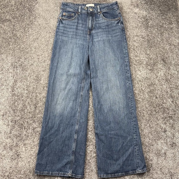 H&M Flare Jeans Women's 6 Faded Boot Cut Wide Leg Cowgirl Stretch Mom Denim - Picture 1 of 9